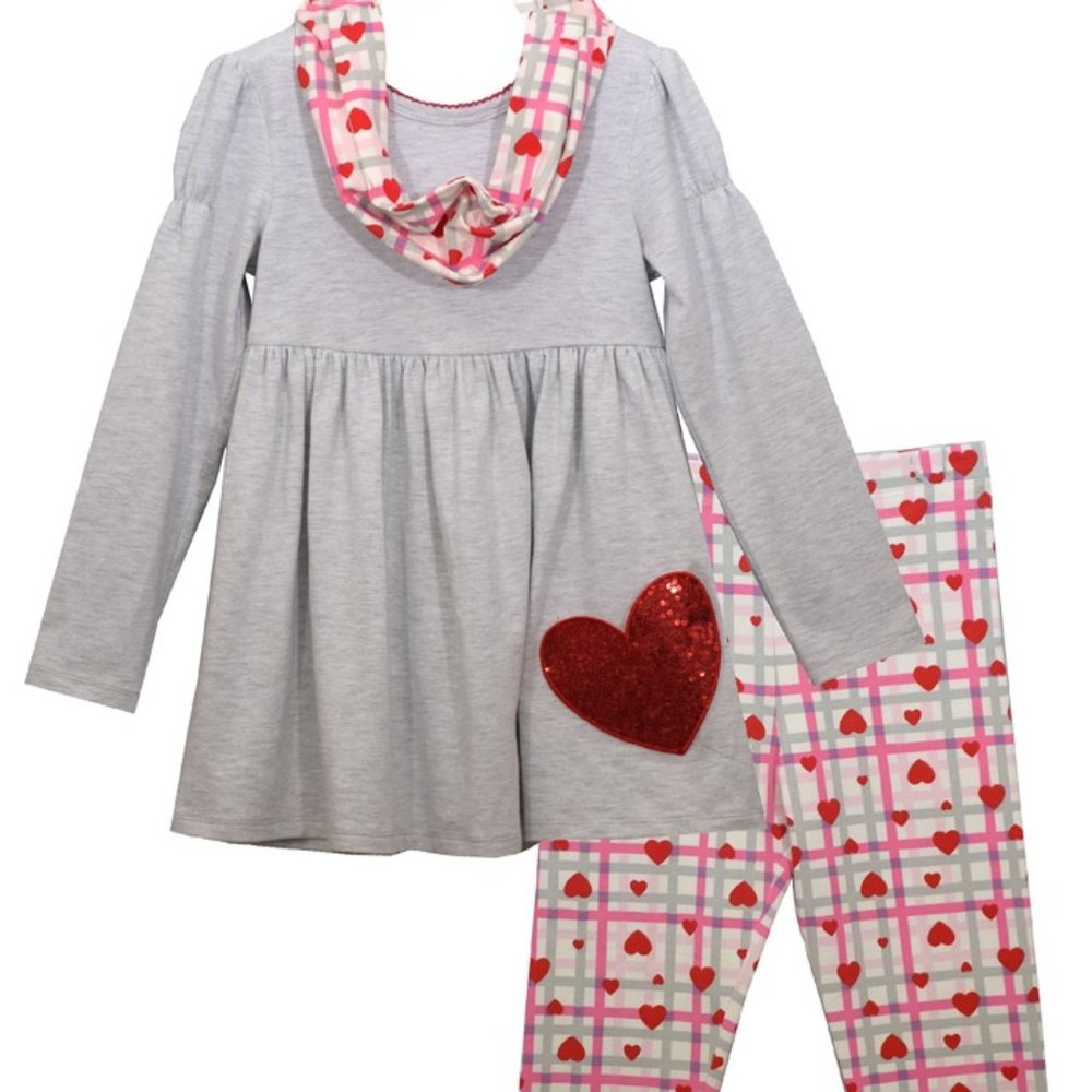 Bonnie Jean Toddler Little Girls Red Heart St Valentine's Day Leggings set